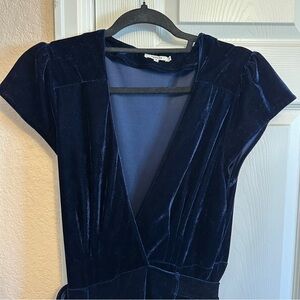 REVOLVE Tularosa Blue Velvet Wrap Dress, Size Small